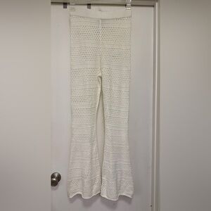 Sincerely Jules Crochet Knit Flare Pants | Cream 100% Cotton - size S - beach